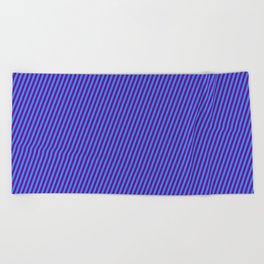 [ Thumbnail: Purple & Blue Colored Striped/Lined Pattern Beach Towel ]