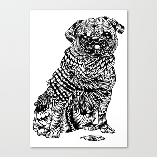 Pug Feather Canvas Print