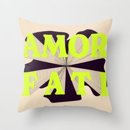 amor fati, green and black Throw Pillow