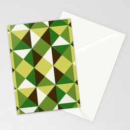 Geometrical checked in yellow green Stationery Card