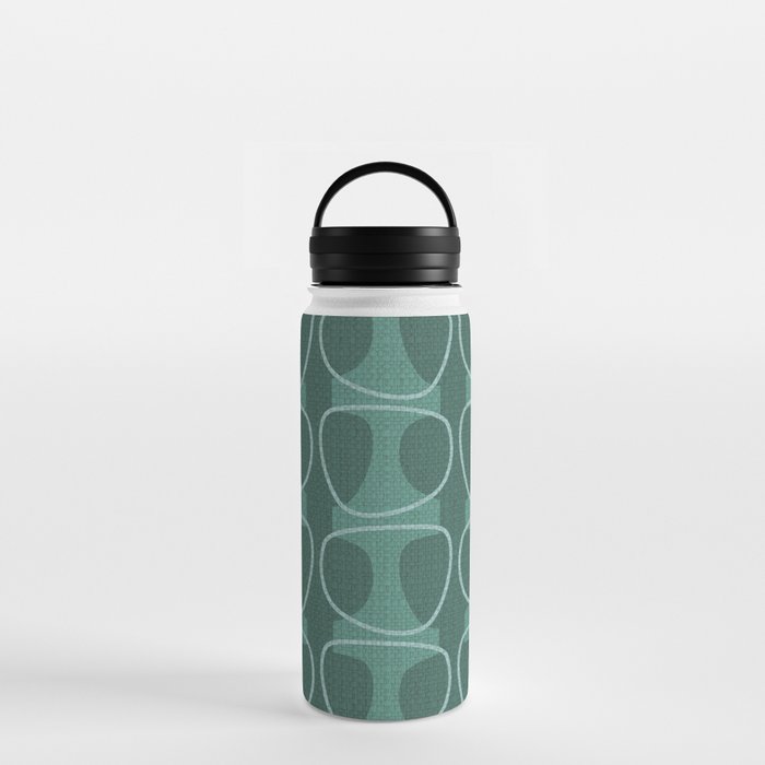 Mid Century Modern Abstract Ovals in Teal Tones Water Bottle