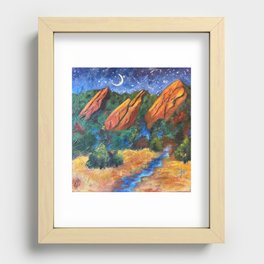 Boulder's Flatirons by Moonlight Recessed Framed Print