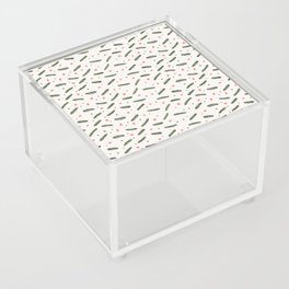 Christmas branches and stars - olive and coral Acrylic Box
