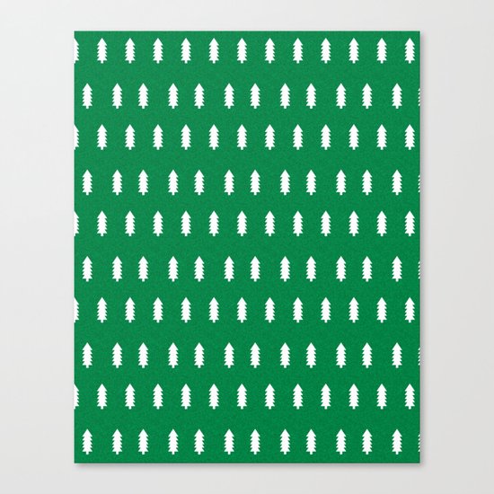 Christmas Trees minimal modern green and white holiday christmas decor Canvas Print