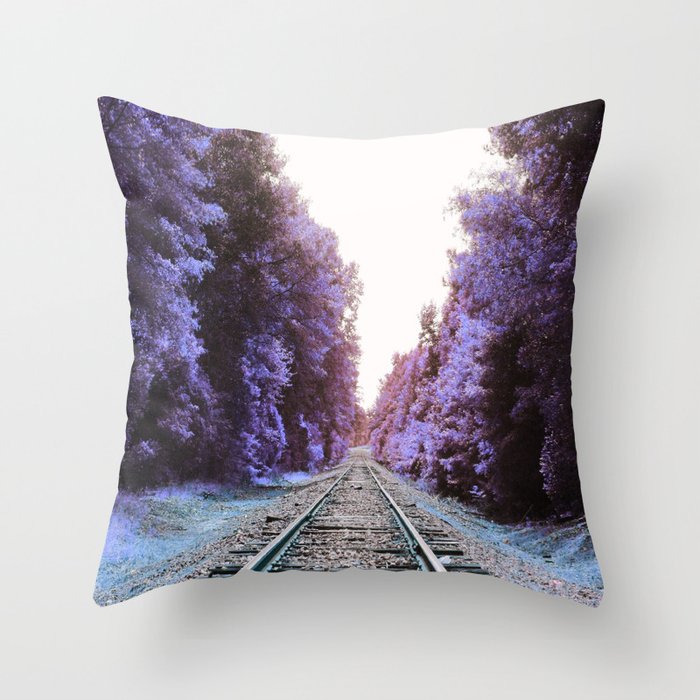 Train Tracks : Violet Blue Dreams Throw Pillow