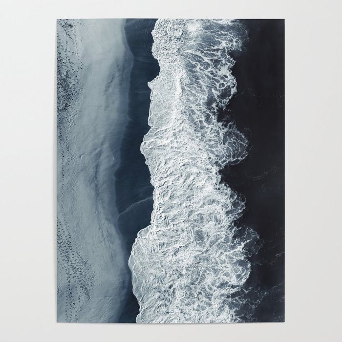 Aerial Ocean Waves - Beach - Dark Blue Ocean - Minimalist Landscape - Sea Travel photography Poster