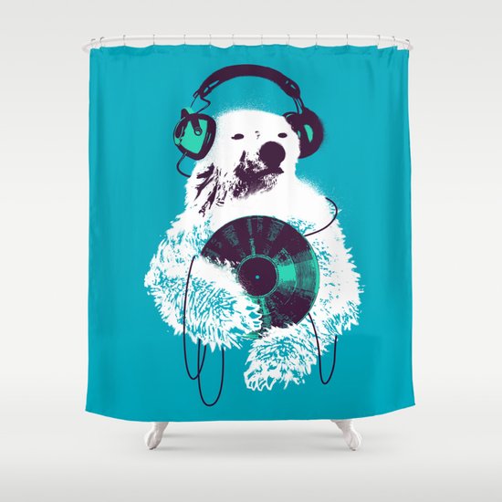 Record Bear Shower Curtain