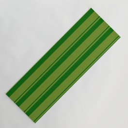 [ Thumbnail: Dark Green & Green Colored Pattern of Stripes Yoga Mat ]