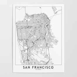San Francisco White Map Poster