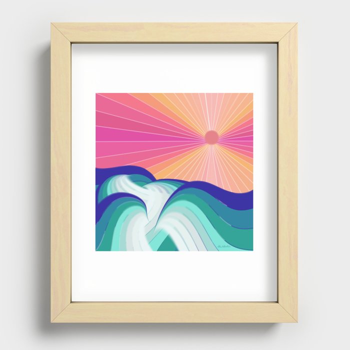 Ocean Wave - Pink Sky Recessed Framed Print