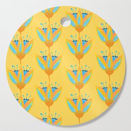 Abstract Colorful Floral Art Pattern in Turquoise and Yellow Cutting Board