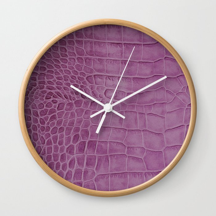 Croco leather effect - purple Wall Clock