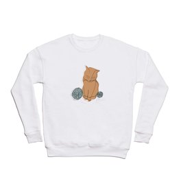 Cat with yarn line art Crewneck Sweatshirt
