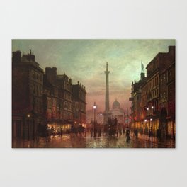 Trafalgar Square, Nelson's Column, London, England, Twilight by John Atkinson Grimshaw Canvas Print