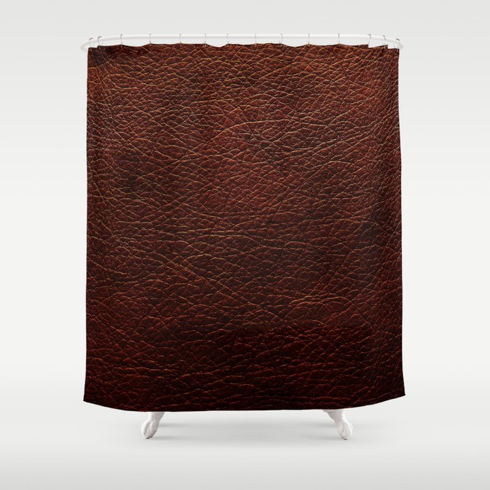 Dark brown leather texture with grunge Shower Curtain