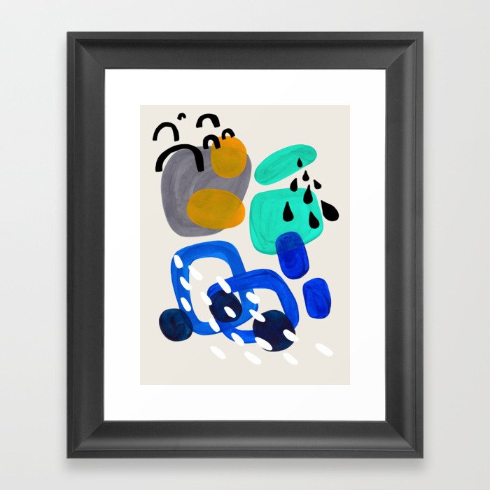 Fun Abstract Minimalist Mid Century Modern Colorful Shapes Marine Green