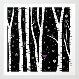 Birch Forest - Winter Idyll Art Print