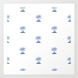 Palm tree pattern in blue tone Art Print