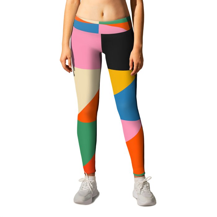 Geometric abstraction in colorful shapes Leggings by Jen Du
