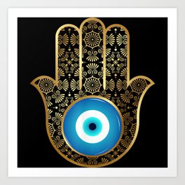 Evil Eye Amulet Hamsa Hand Mandala Art Print