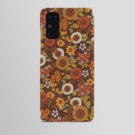 70s retro ditzy flowers, boho, browns, orange, hippie Android Case