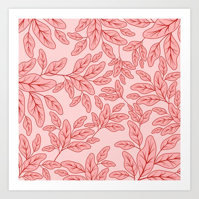 Peachy Foliage Art Print