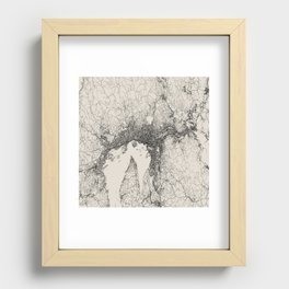 Oslo, Norway - City Map. Black and White Aesthetic Recessed Framed Print