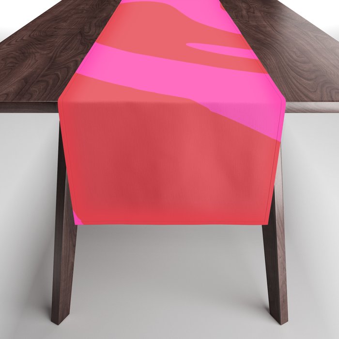 Swirly Bright Magenta Pink Fuchsia Red Retro Modern Abstract Table Runner