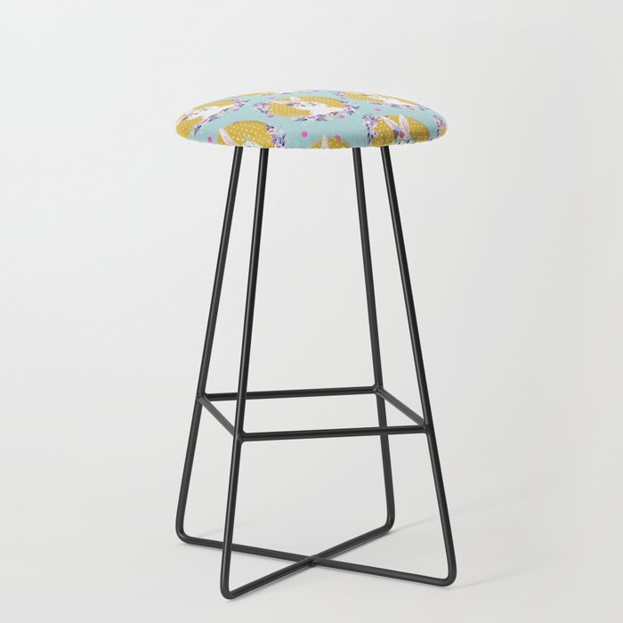 Easter Bunny With Glasses And Flowers Bar Stool