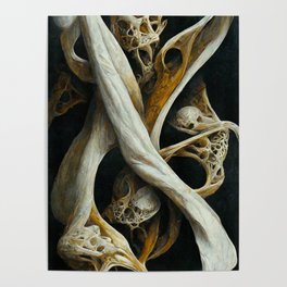 Amalgamation - Abstract Twisted Bone in Oil Painting Style Poster