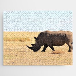 South Africa Photography - Rhino At The Dry Empty Savannah Jigsaw Puzzle