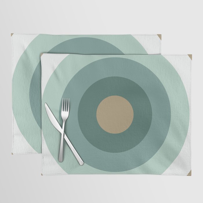 White smoke, light slate gray, rosy brown, silver, dim gray concentric circles Placemat