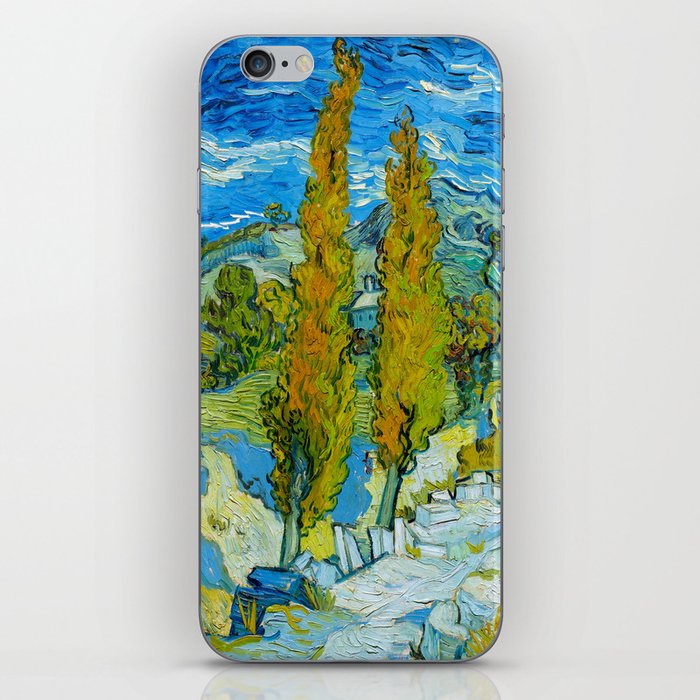 Vincent van Gogh (Dutch, 1853-1890) - Two Poplars in the Alpilles near Saint-Rémy - 1889 - Post-Impressionism - Landscape, Cloudscape - Oil on canvas - Digitally Enhanced Version - iPhone Skin