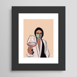 Here Framed Art Print | Abstract, Impressionist, Curated, Wine, Drinks, Winetime, Portrait, Digital, Graphicdesign, Selfcare 