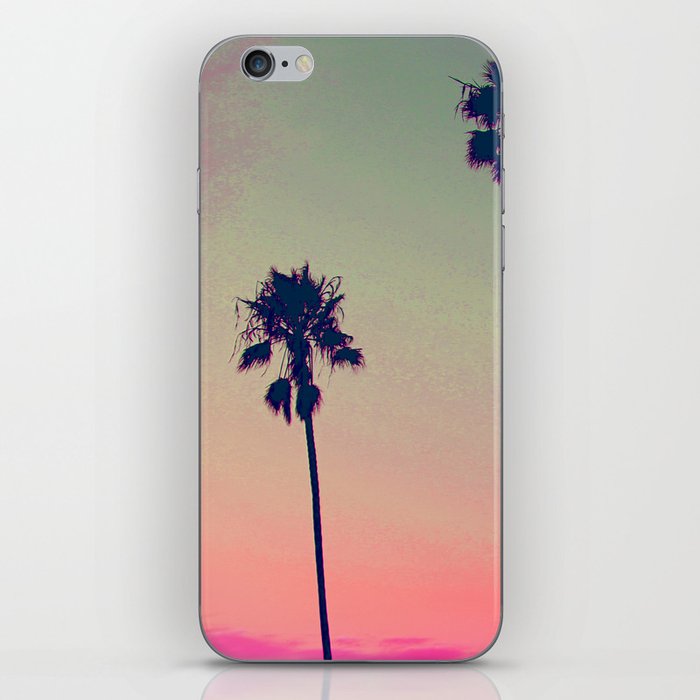 Pink Sunset, Palm Tree Silhouette Encinitas, California - Surfer iPhone Skin