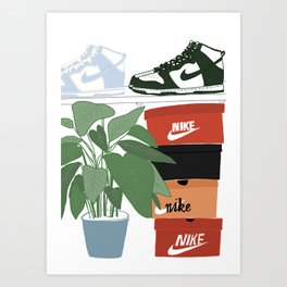 Dunk High & Plant Sneakerhead & Streetwear Interior Fashion Print Art Print