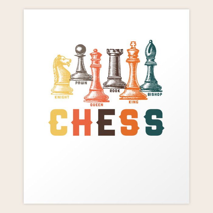 Chess Master Player Pawn Bishop Knight Queen King Graphic Art