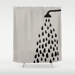 Shower head spout drops of water silhouette grey background Shower Curtain