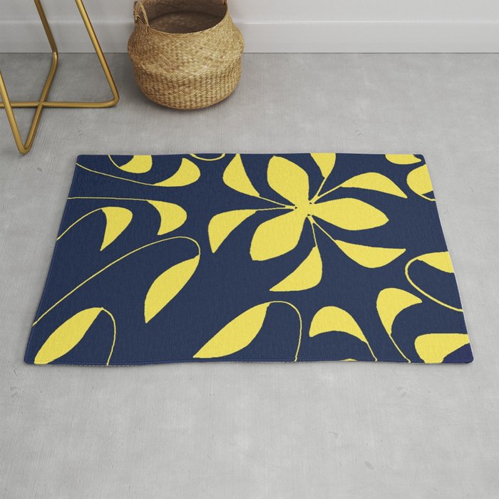 Leafy Vines Yellow And Navy Blue Rug By Jenartanddesign Society6 Leafy Vines Yellow And Navy Blue Rug By