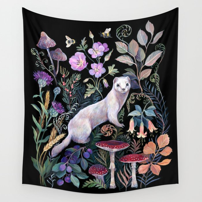 White Ermine Wall Tapestry