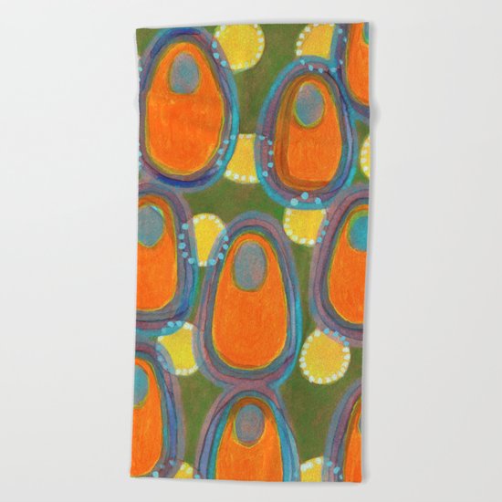 Red Eggs with Blue Fillings Beach Towel