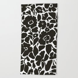 black and white modern floral design Beach Towel