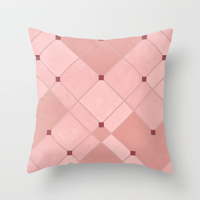 Pink Terracotta Trellis Tiles Throw Pillow
