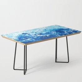 Abstract Blue Brushstrokes Painting Coffee Table