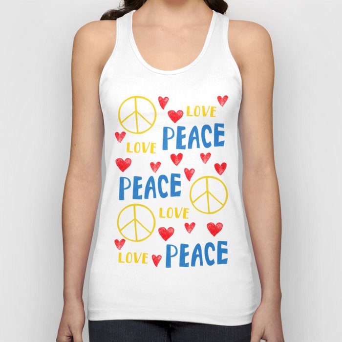 Peace, Love and Hearts Chalk Pattern on Blackboard Tank Top