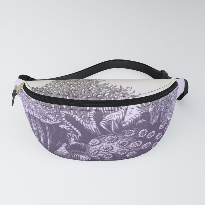 Pastel Coral Garden Underwater Ocean Scenery with Water Plants and Sea Animals Fanny Pack
