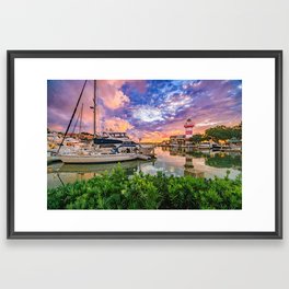 Hilton Head Island South Carolina Harbour Town Lighthouse Sunset - Alternative Color Framed Art Print
