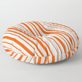 [ Thumbnail: Light Grey, Red, and Beige Colored Striped Pattern Floor Pillow ]