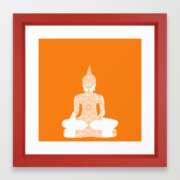 Yoga Art Buddha Silhouette In Orange Framed Art Print By Ialbert Society6