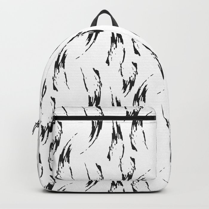 Modern abstract hand painted black watercolor brushstrokes Backpack